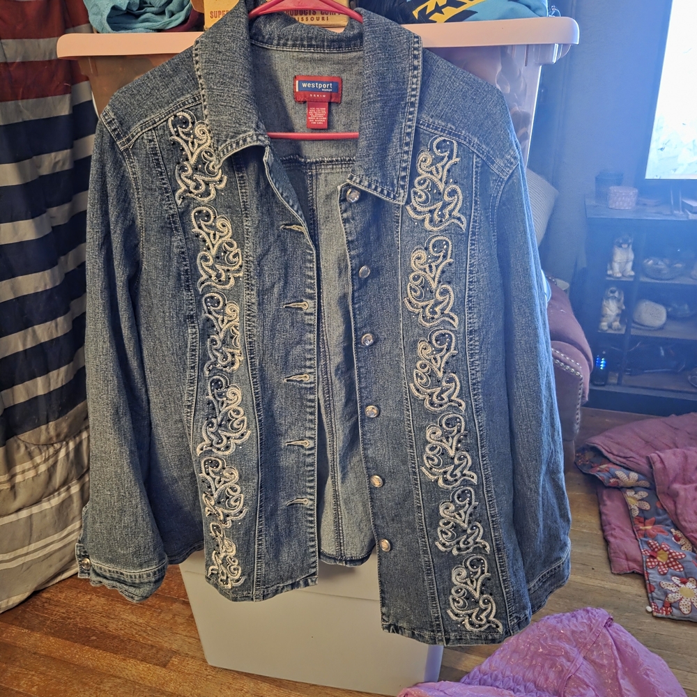 Westport Blue Jean Jacket with White Embroidery